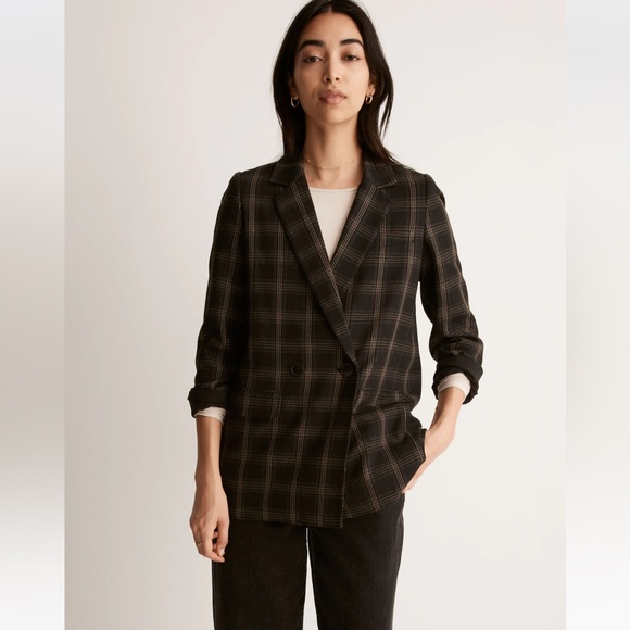 MADEWELL The Caldwell Double-Breasted Blazer in Seaton Plaid Size XXS Oversize - Picture 3 of 16